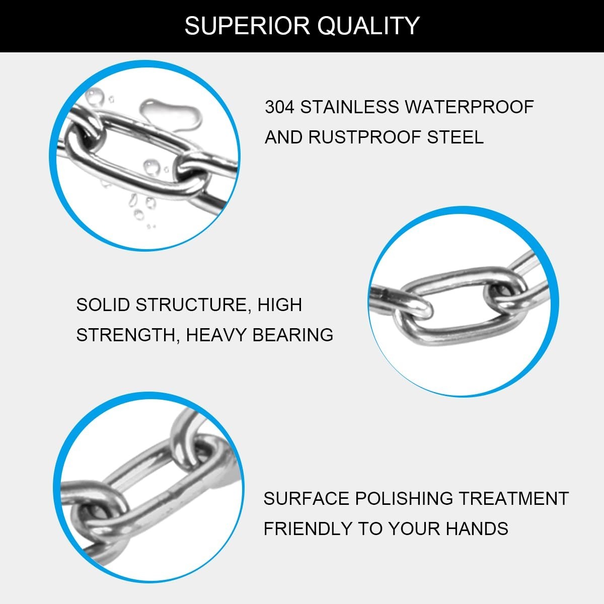 Weather-Resistant 304 Stainless Steel Chain – Optimal Strength 2mm/5ft Length