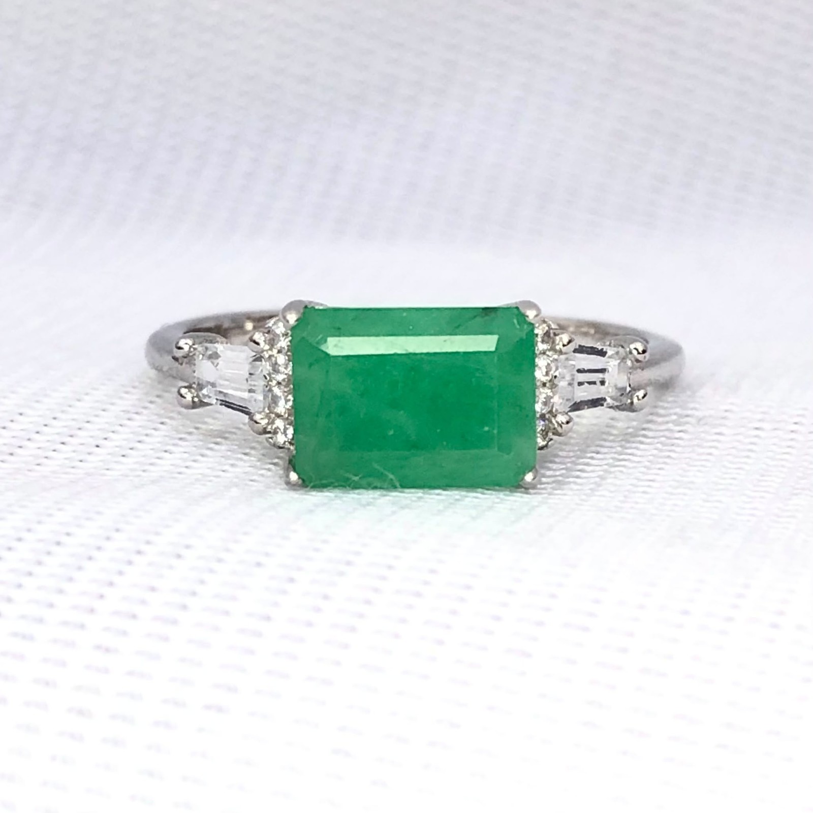 Natural Emerald Gemstone 925 Sterling Silver Ring Octagon Top Rich Green 7