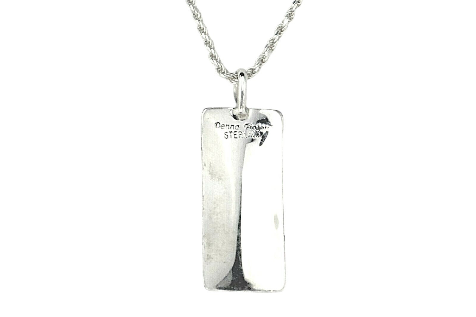 Sterling Silver 925 Abstract Pendant Necklace 20-Inch Rope Chain Stamped Donna P