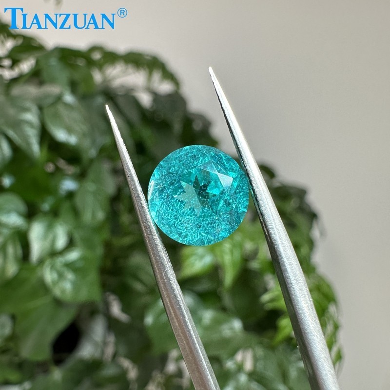 Synthetic YAG Round Shape Neon Paraiba Color with inclusions loose Gemstones