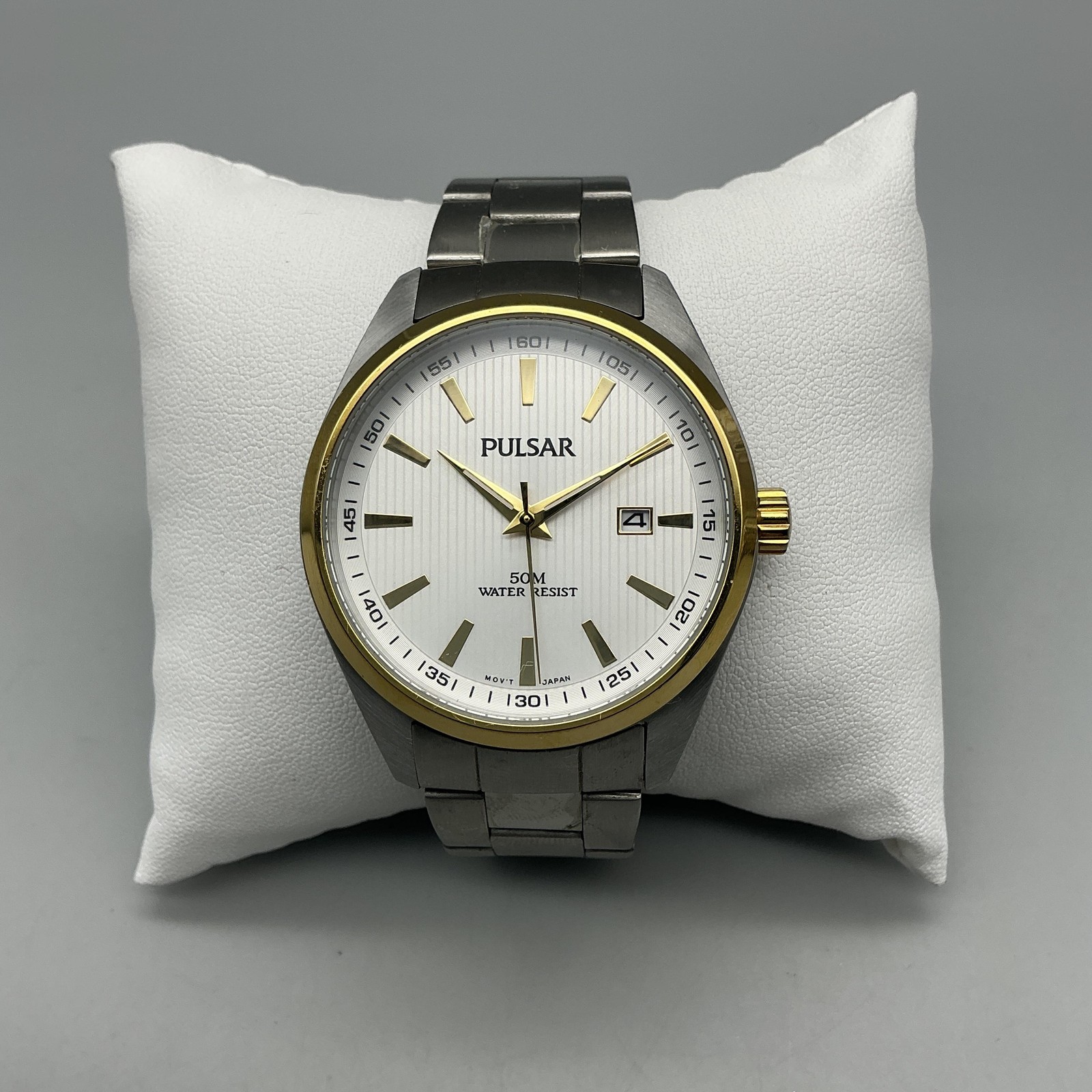 Pulsar PC32-X053 Mens Watch 40mm Two Tone Stainless Date 50M New Battery 7.5″