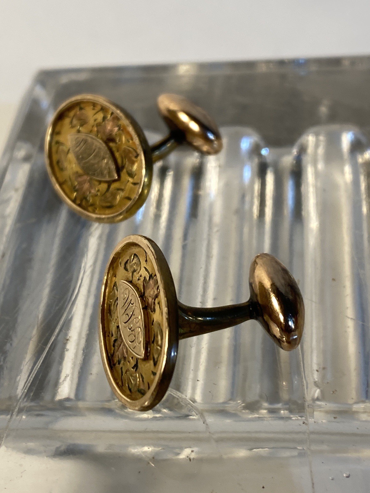 Antique B & F Gold Filled Mens Fixed Cufflinks Monogram G. A. M.