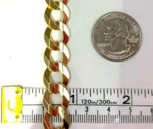 10K Solid Gold Cuban Curb Link Chain Necklace Bracelet Anklet 2mm~13mm 7″~36″