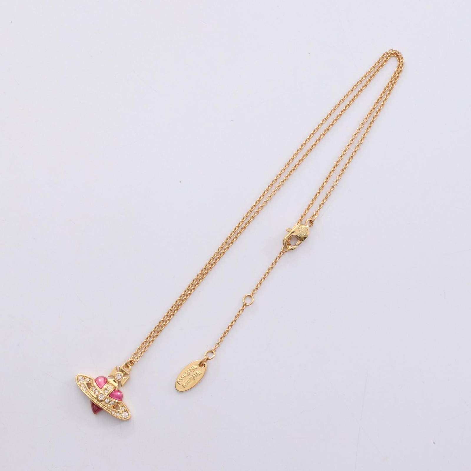 Vivienne Westwood DIAMANTE HEART Necklace Pendant Gold Plated Rhinestone NEW