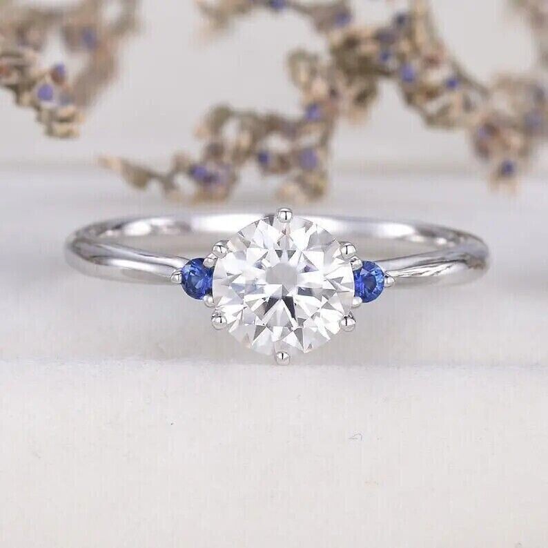 Round Cut Lab Created Diamond 3-Stone Women’s Wedding Ring 14k White Gold Finish