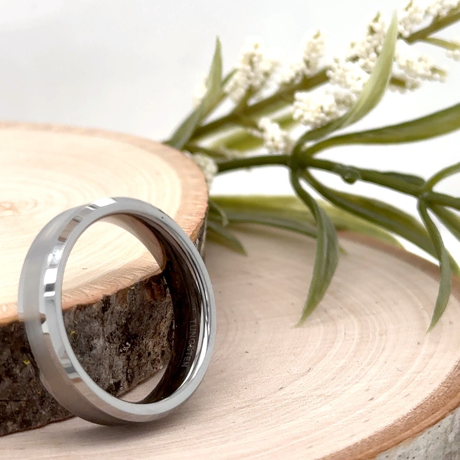 6mm Silver Tungsten Christmas Gifts Ring Matt Finish Polished Edges Promise Band