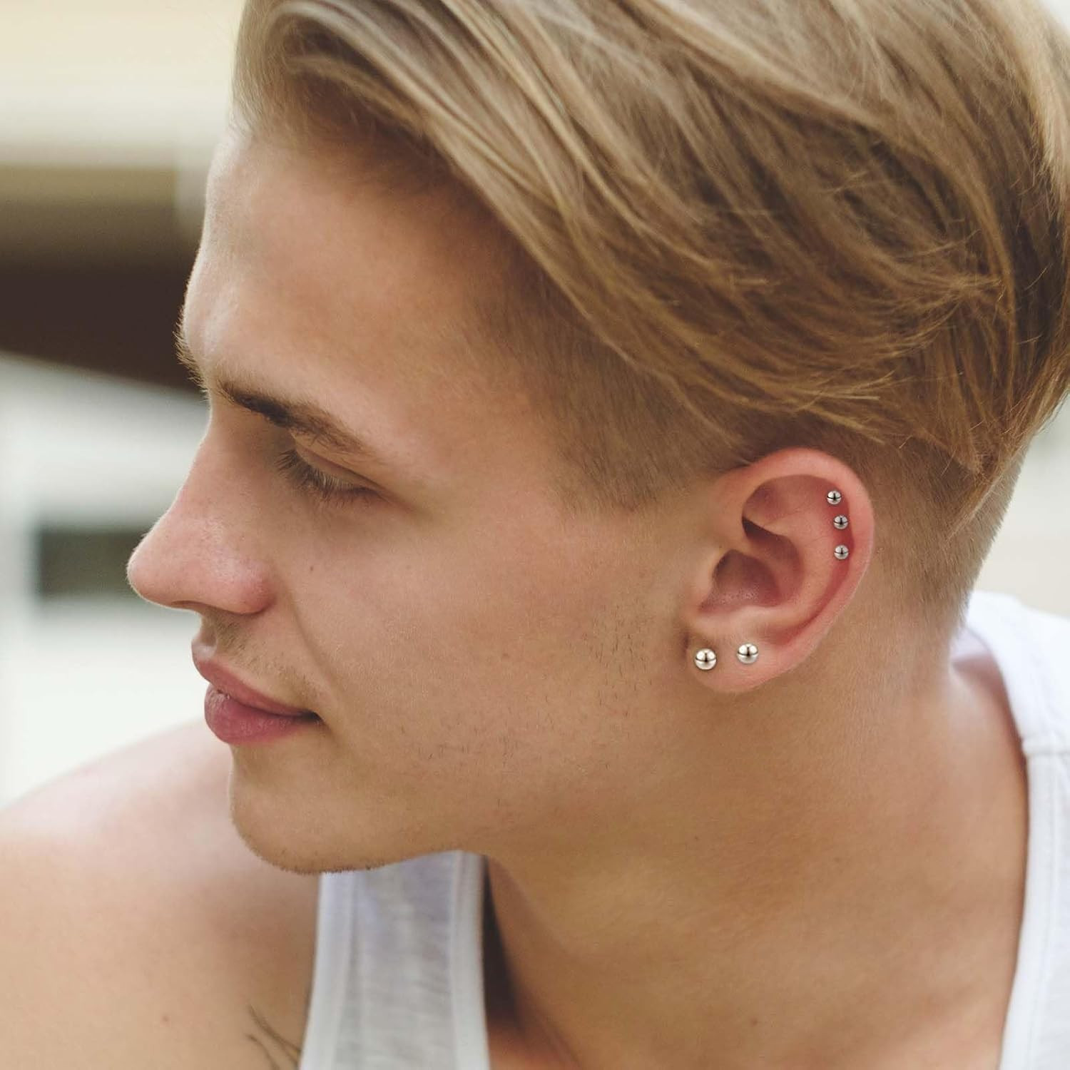 Stainless Steel Stud Earrings for Women & Men 15 Pairs Earrings Tiny Stud Earrin