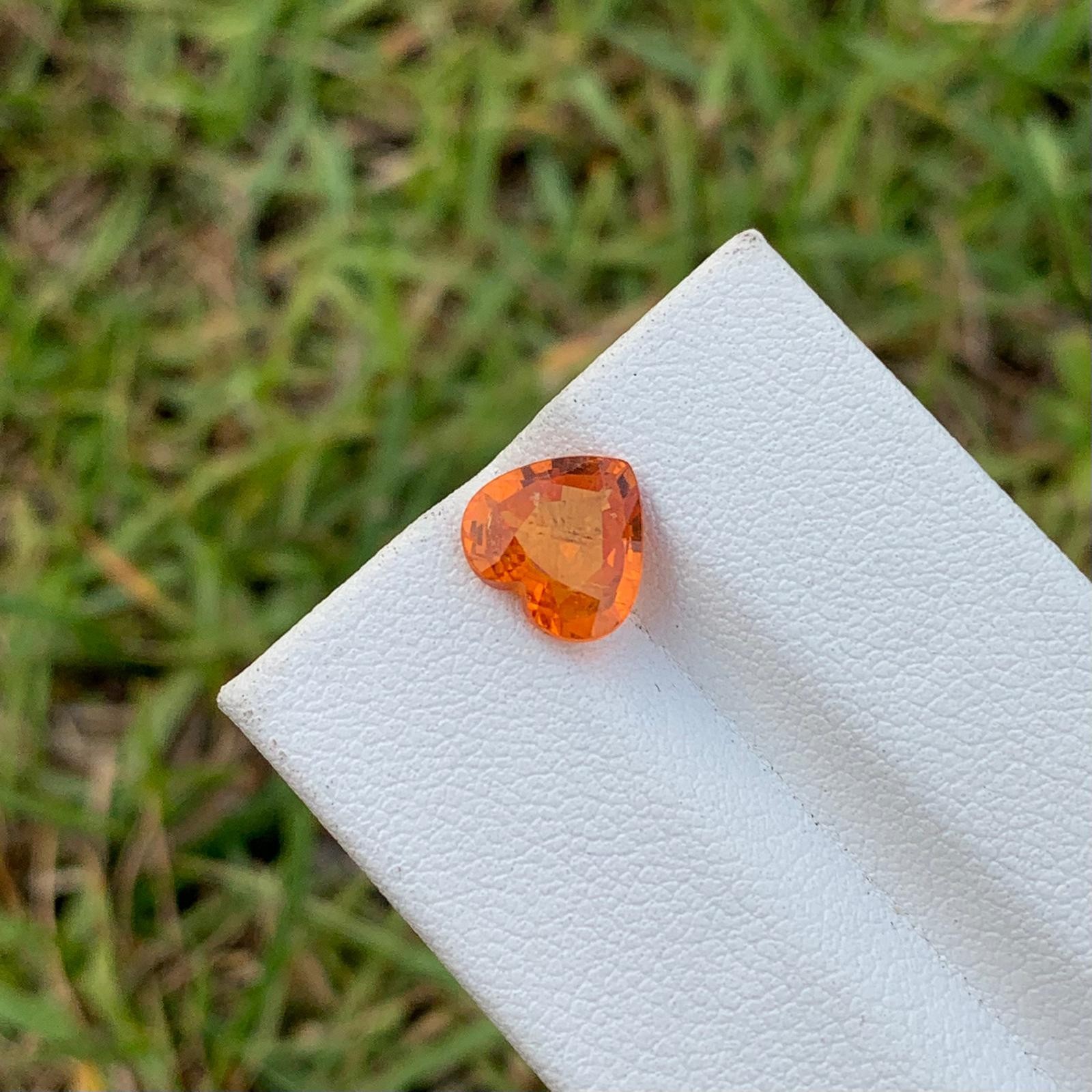 Natural Orange Garnet 2.10 Cts Heart Cut SI Clarity Loose Gemstone Tanzania