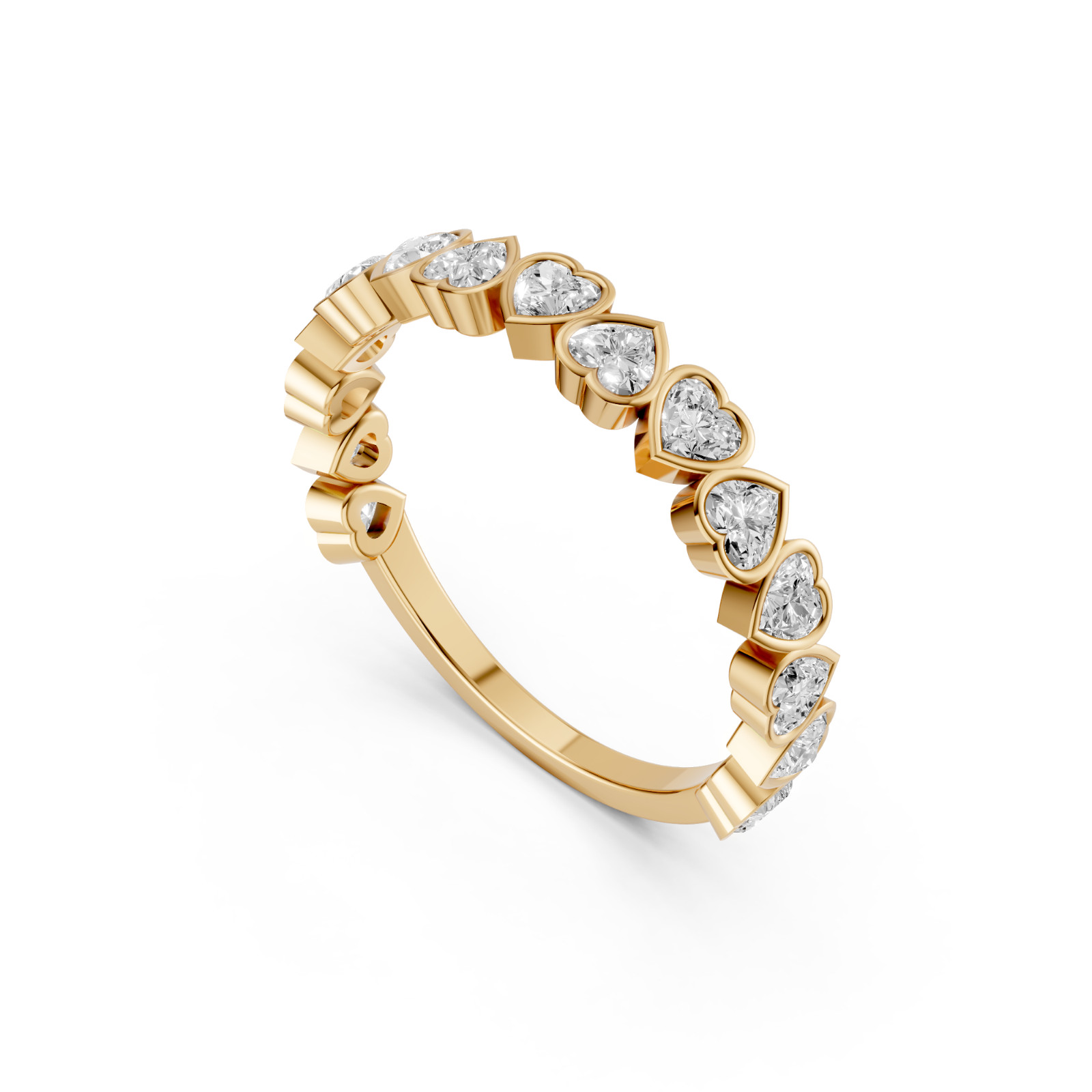 Shared Prong Set Heart Shape Lab Grown Diamond Half Eternity Stackable Band