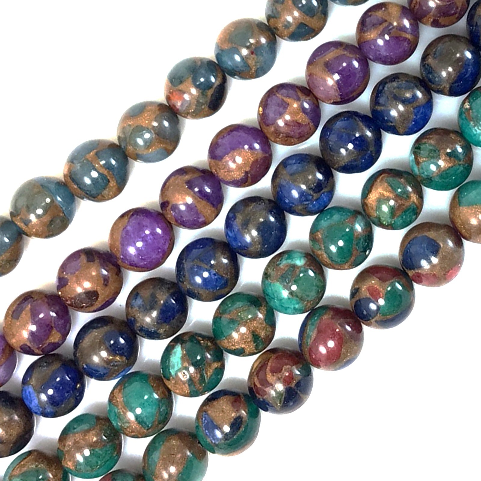 Gemstone Impression Jasper Cloisonne Variscite Round Bead 15″ 4mm 6mm 8 10 12mm