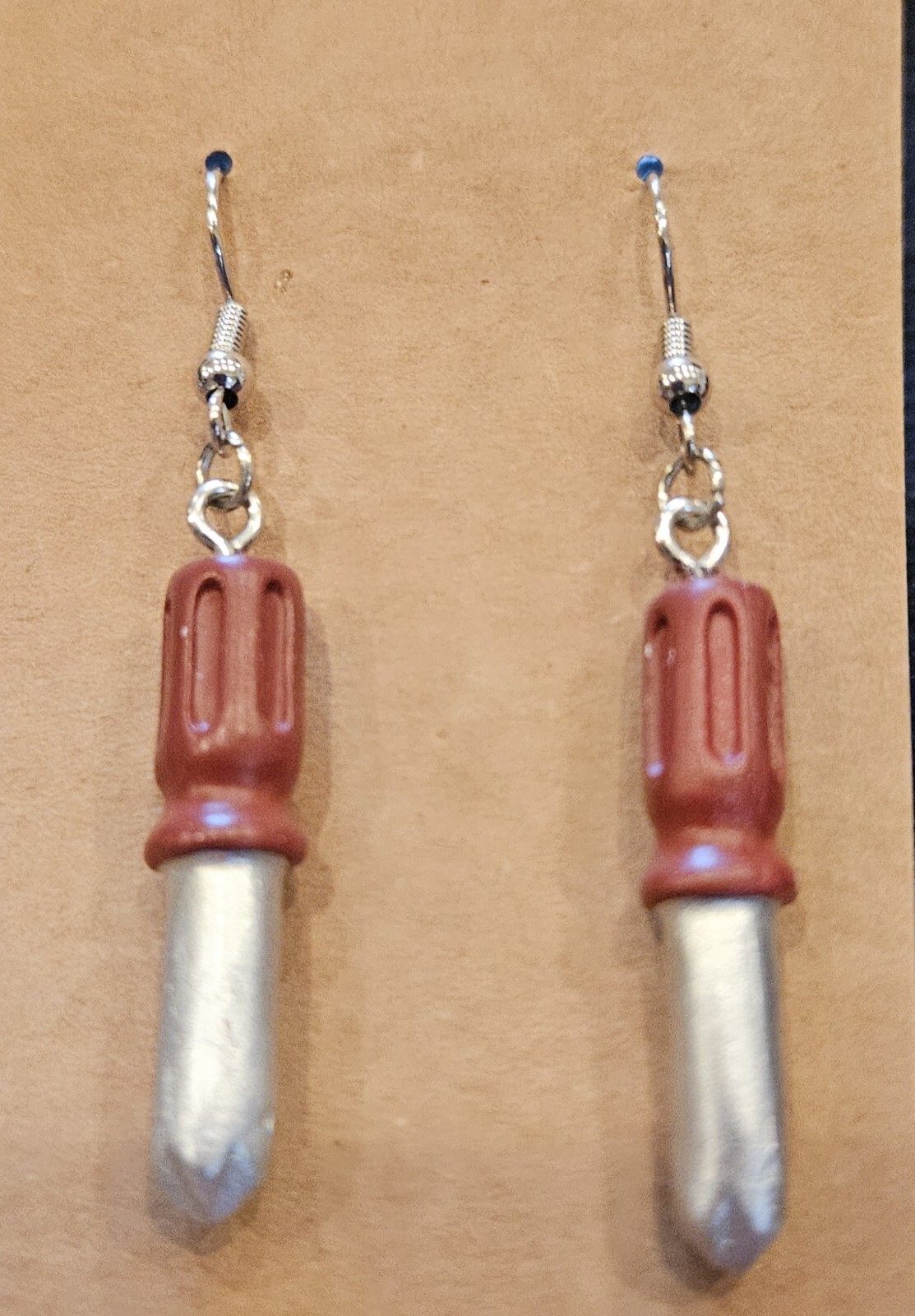 HAND TOOL EARRINGS Colorful, dangle hook, 12 diff. to choose from. ONE OF A KIND