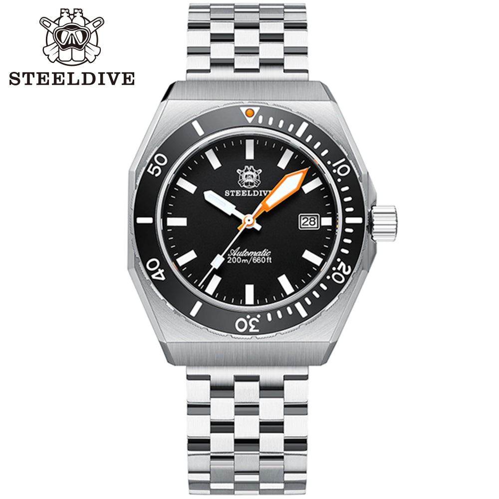 STEELDIVE SD1963 Mens 42mm 200M Automatic Dive Watch NH35 Sapphire Steel