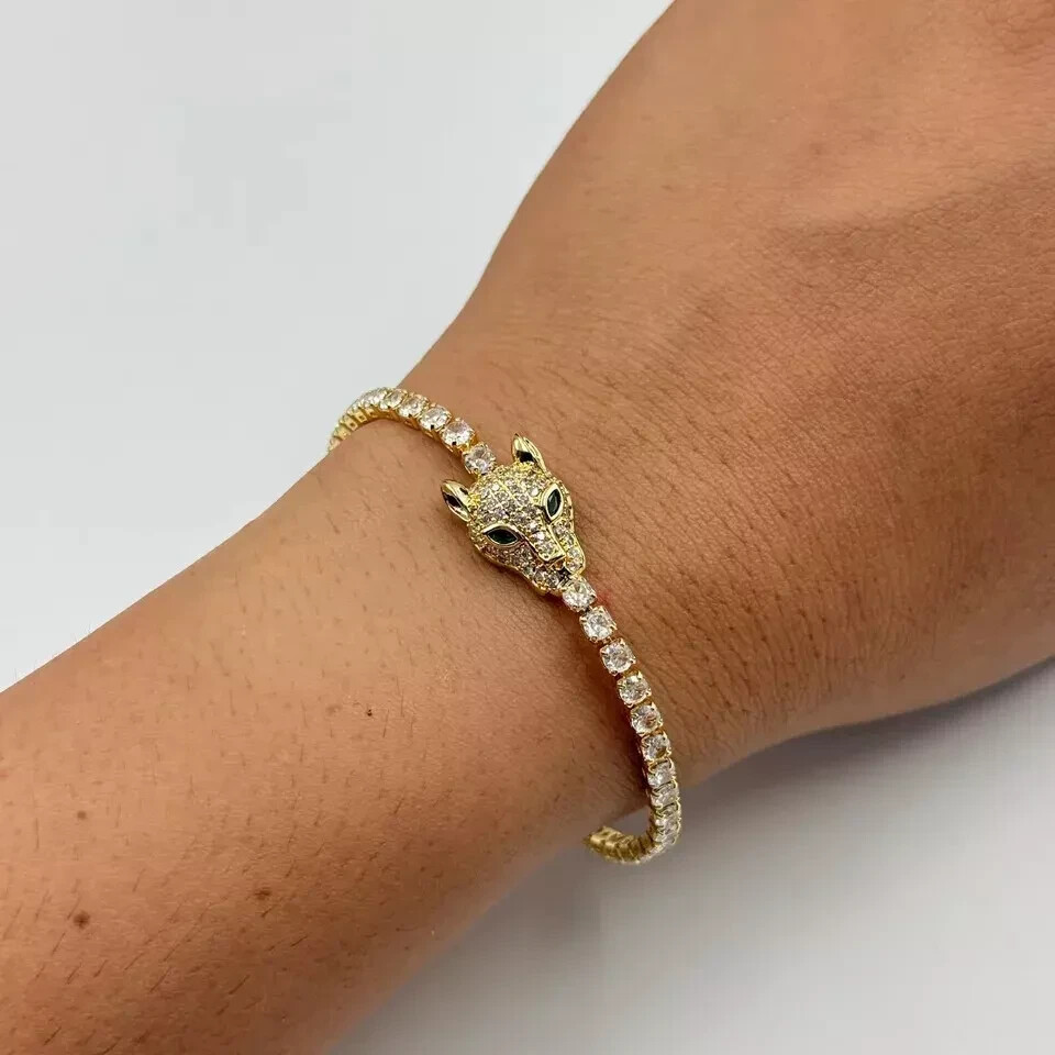7.21 Ct Round Simulated Diamond 925 Silver Women’s Panther Fancy Tennis Bracelet