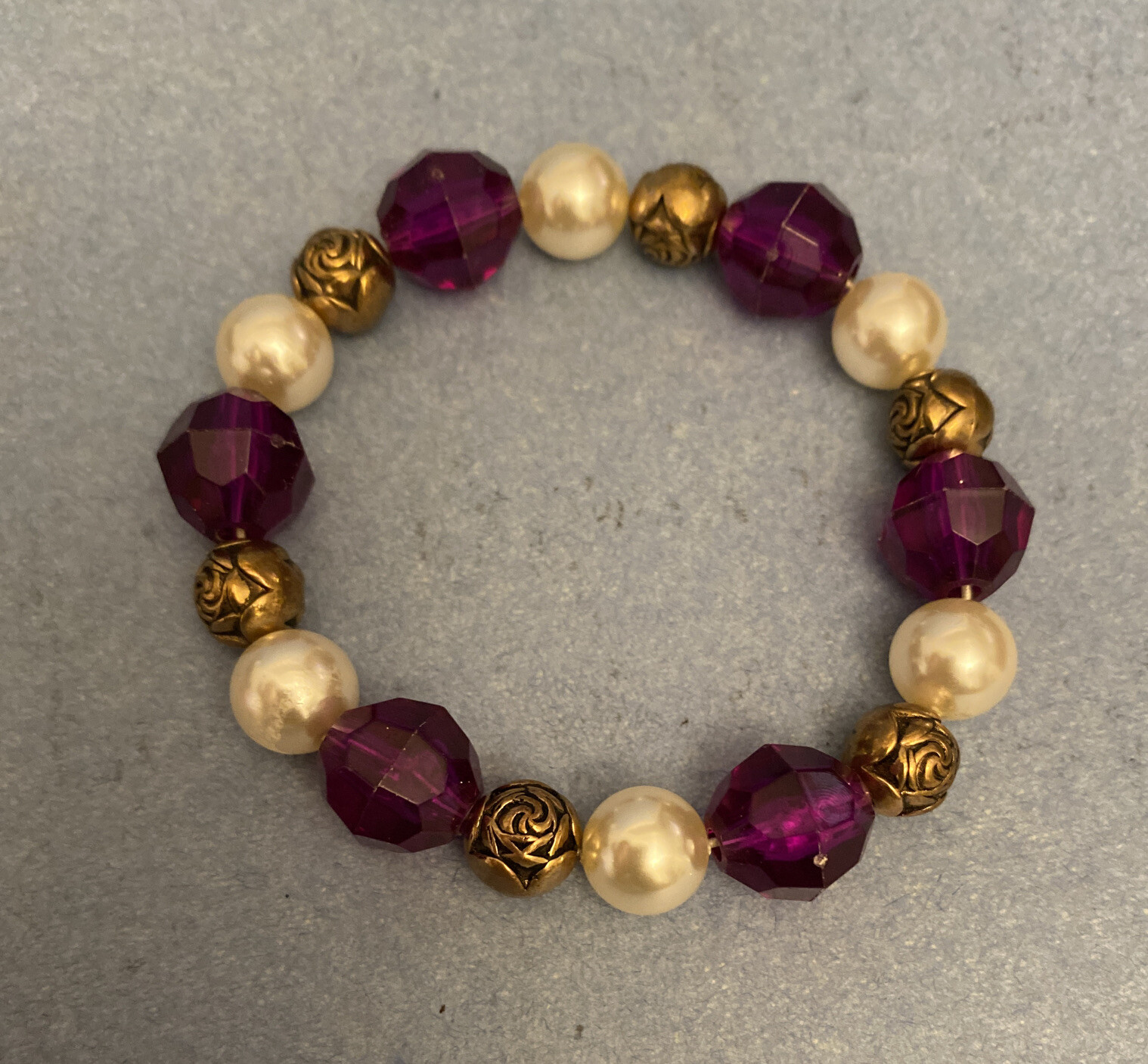 Vintage Set of Bracelets – Beaded Strings w/Gold Rose Beads, Approx 6-8” Lenght