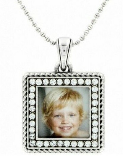 NWT Brighton MEMENTO Square Crystals Photo Holder Locket Necklace MSRP $52