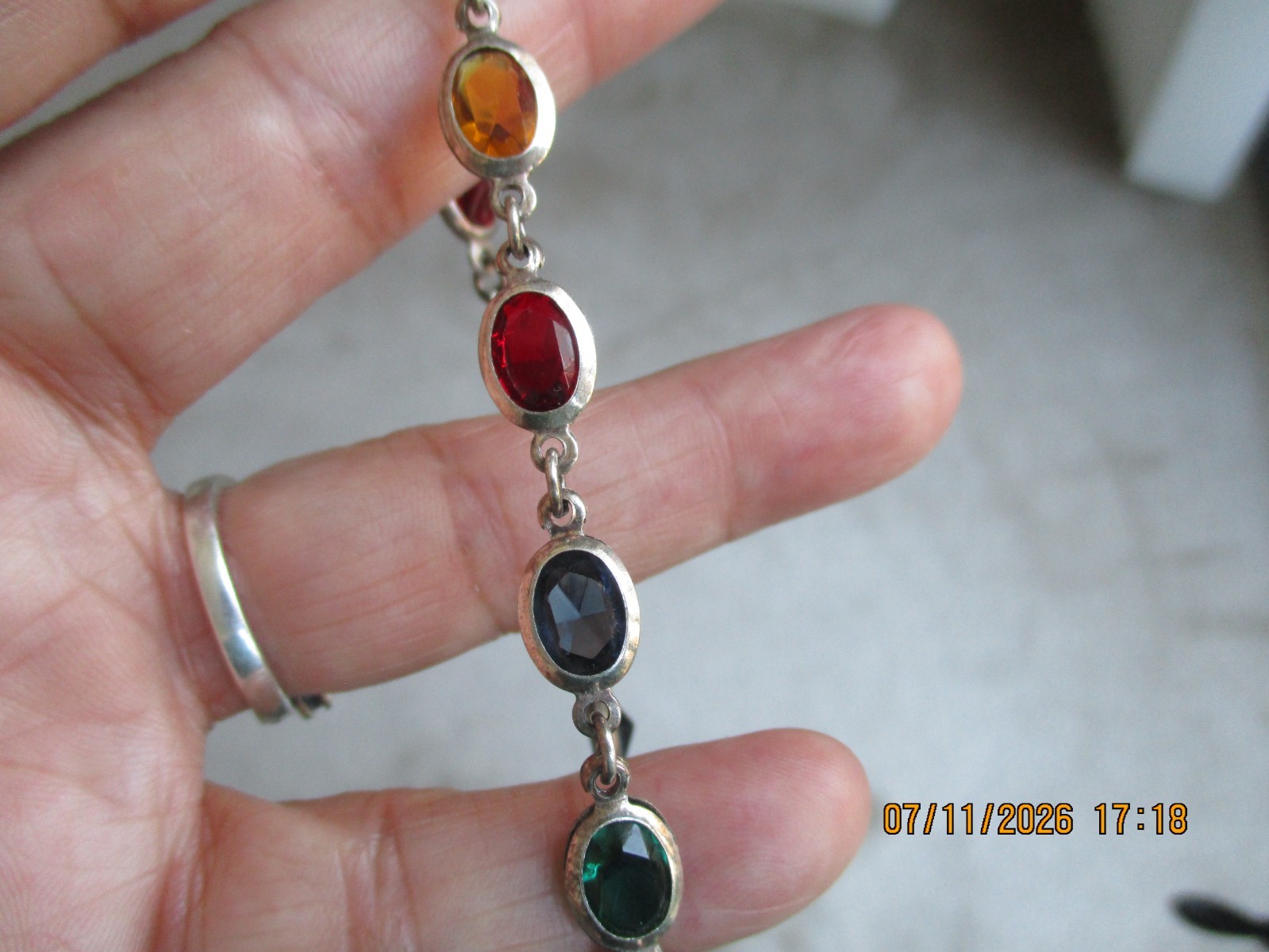 Vintage Milor Tennis Bracelet 925 Sterling Silver Italy Multi Colored Stones