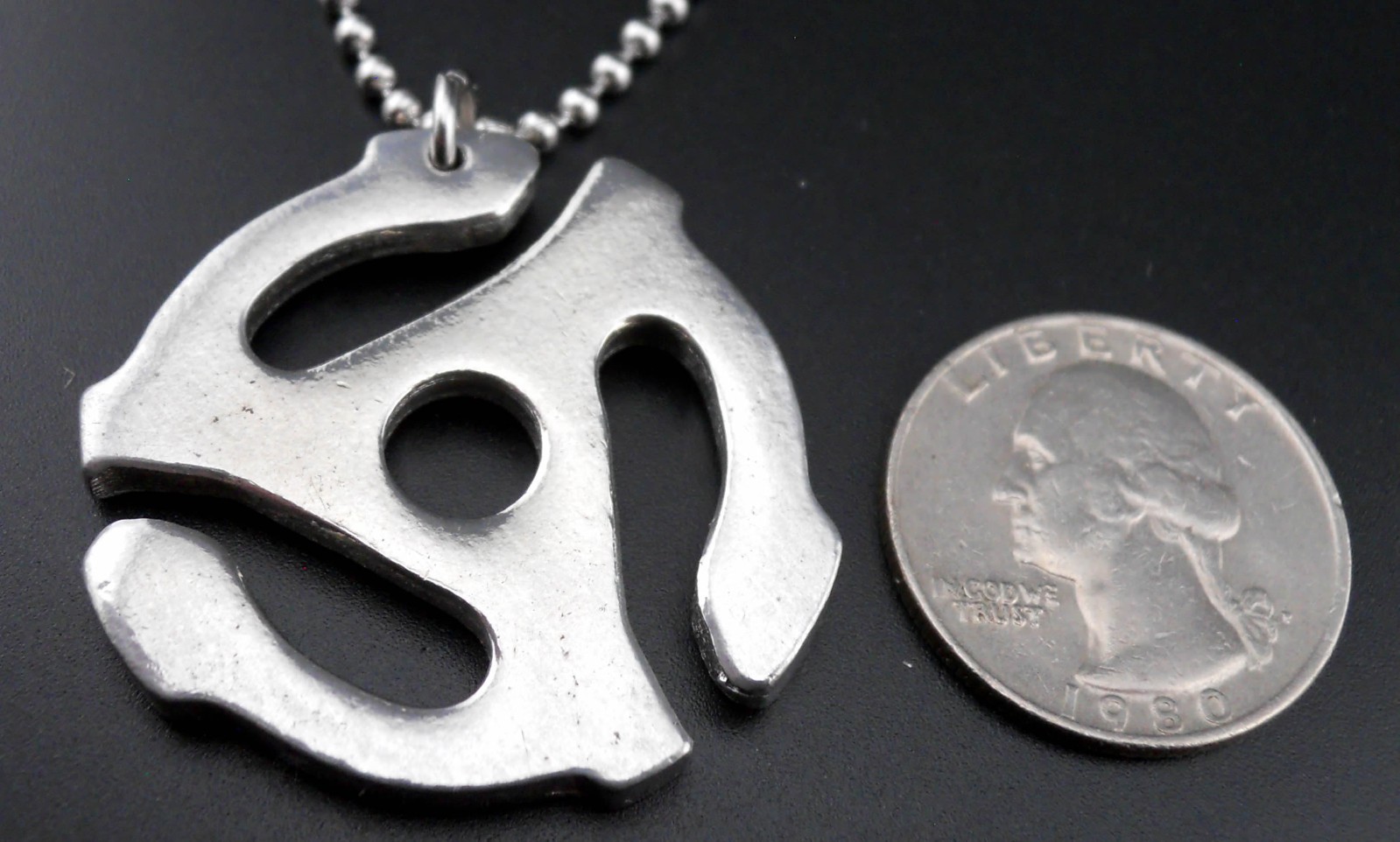Record Spindle Adapter Necklace Stainless Chain New Pendant 45 rpm Insert