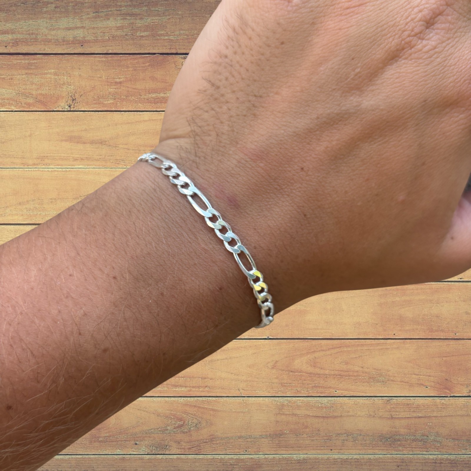 5mm Figaro Bracelet Link – Real Solid 925 Sterling Silver Or 14k Gold Vermeil
