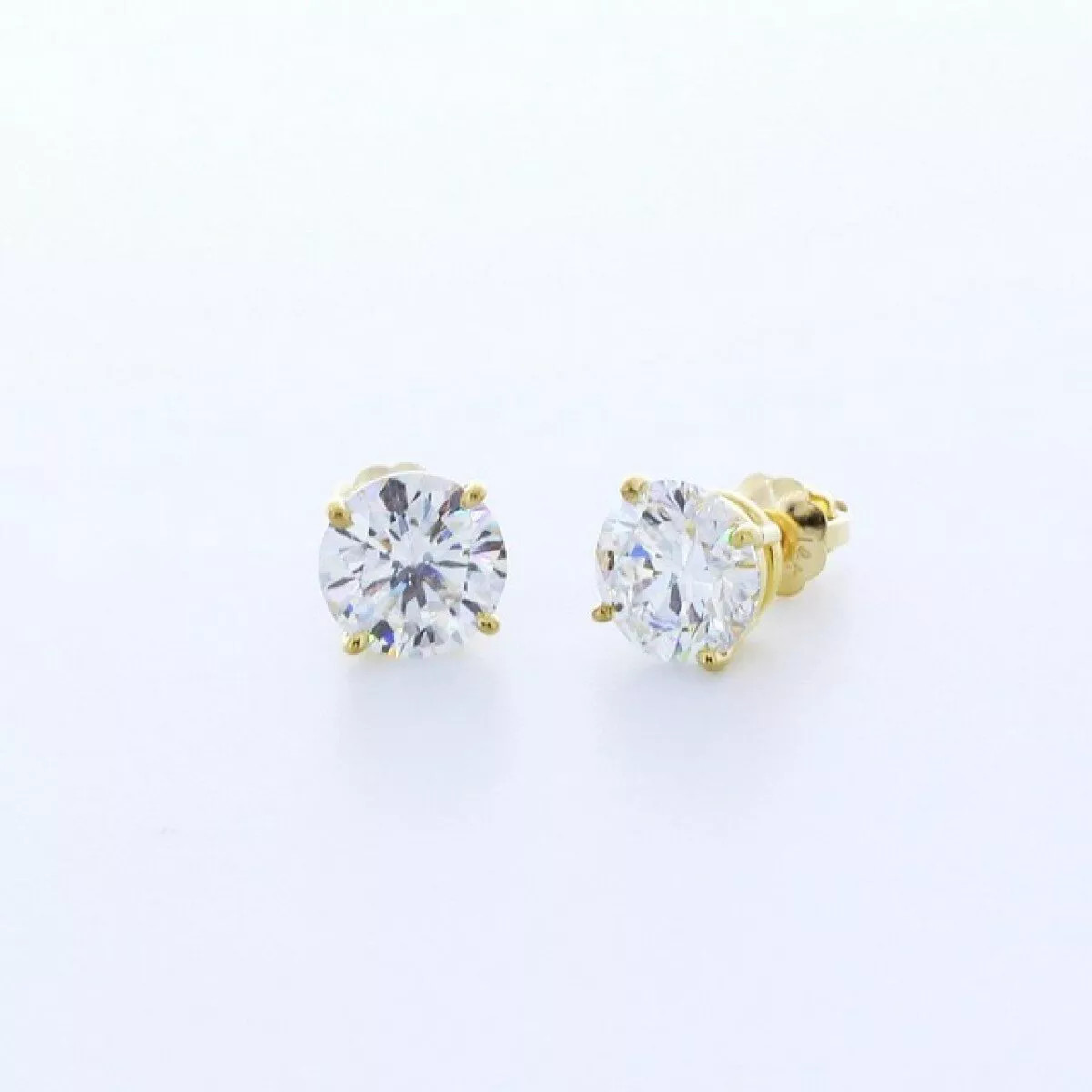 Solid 14K White Gold Stud Earrings Classic 3.01 CT Round Natural Diamond F VS2