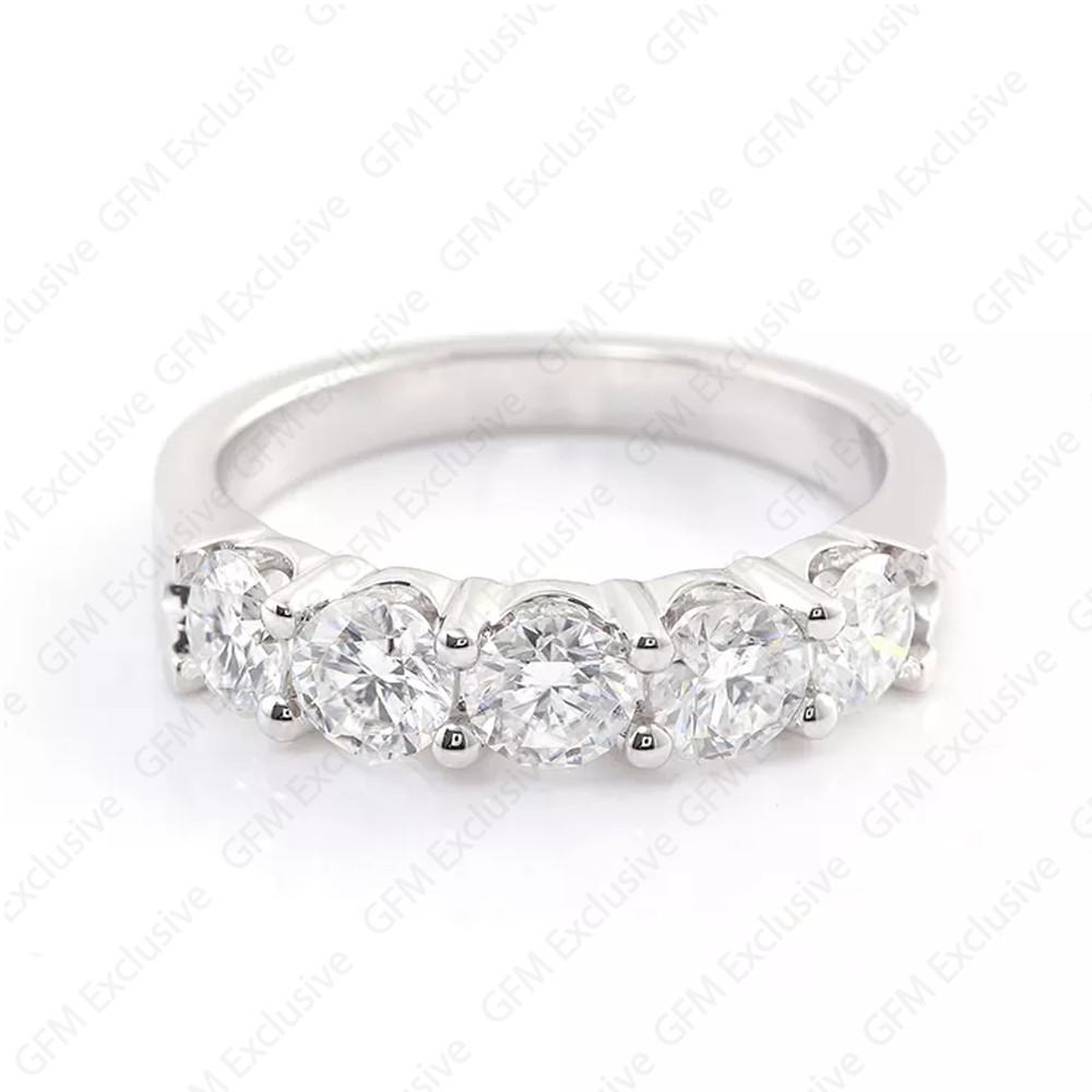 4mm Round Lab-Created Moissanite Wedding Half Eternity Band White Gold Plated