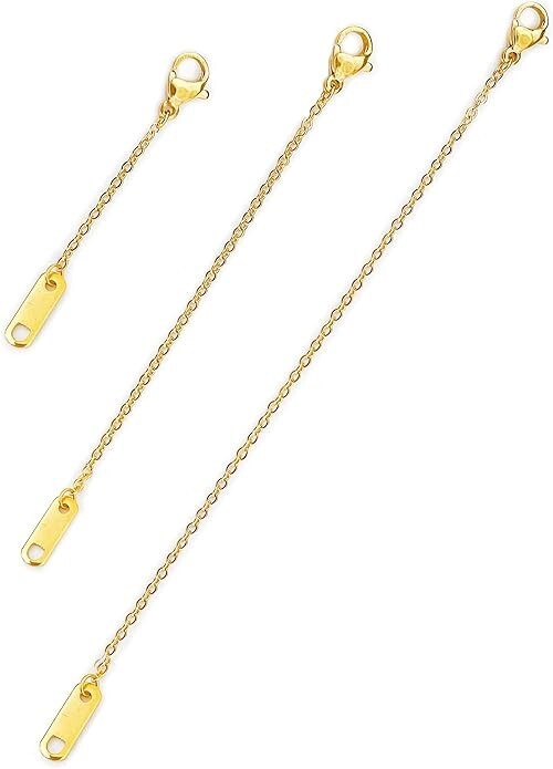 Altitude Boutique Necklace Extenders Set 1″ 2″ 3″ in 18k Gold Plated Gold