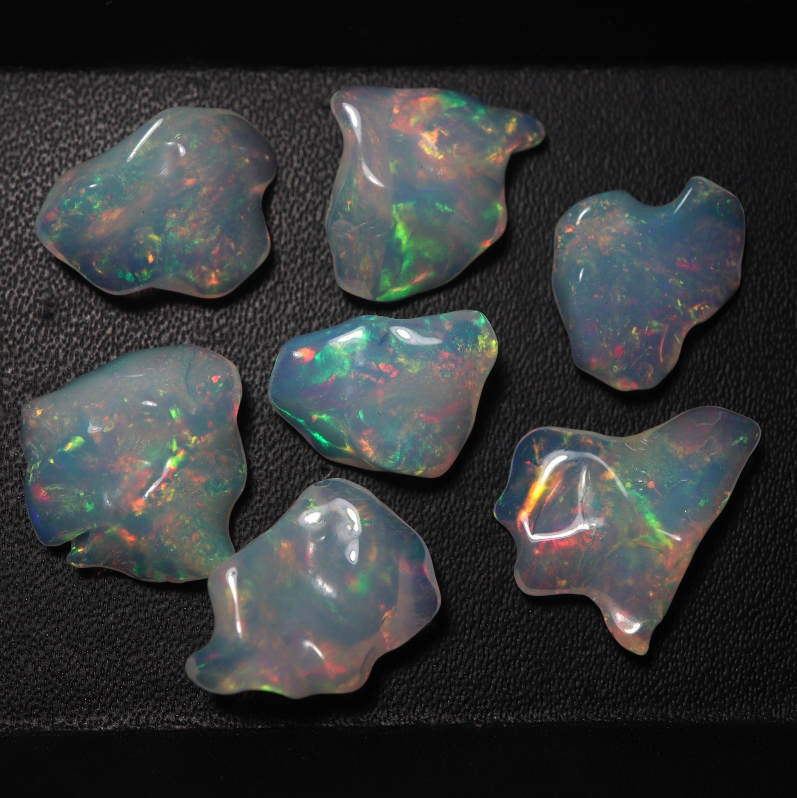 24Cts Natural AAA Ethiopian Opal Rainbow Fire Uncut Polished Rough 7 Pieces Lot