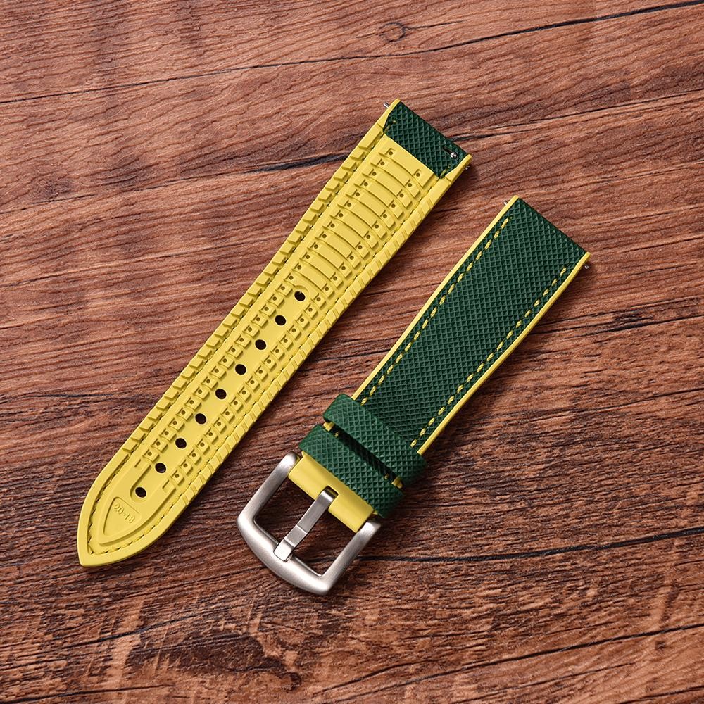 18-24mm Hybrid FKM Watch Strap Fluoro Rubber Watchband Soft Straps Quick Release