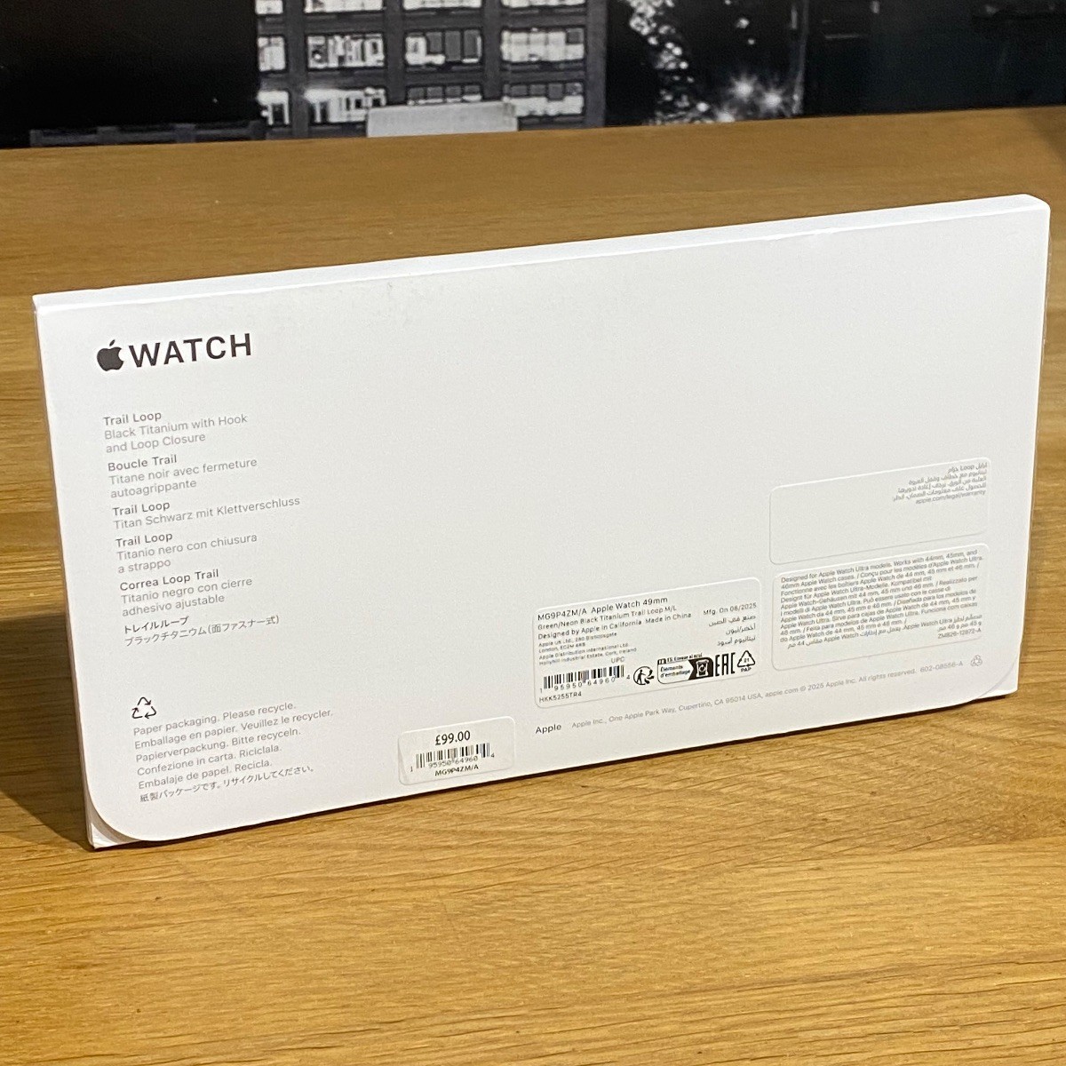 Apple Watch Strap 49mm Neon Green Ocean Band Black Titanium Finish One Size