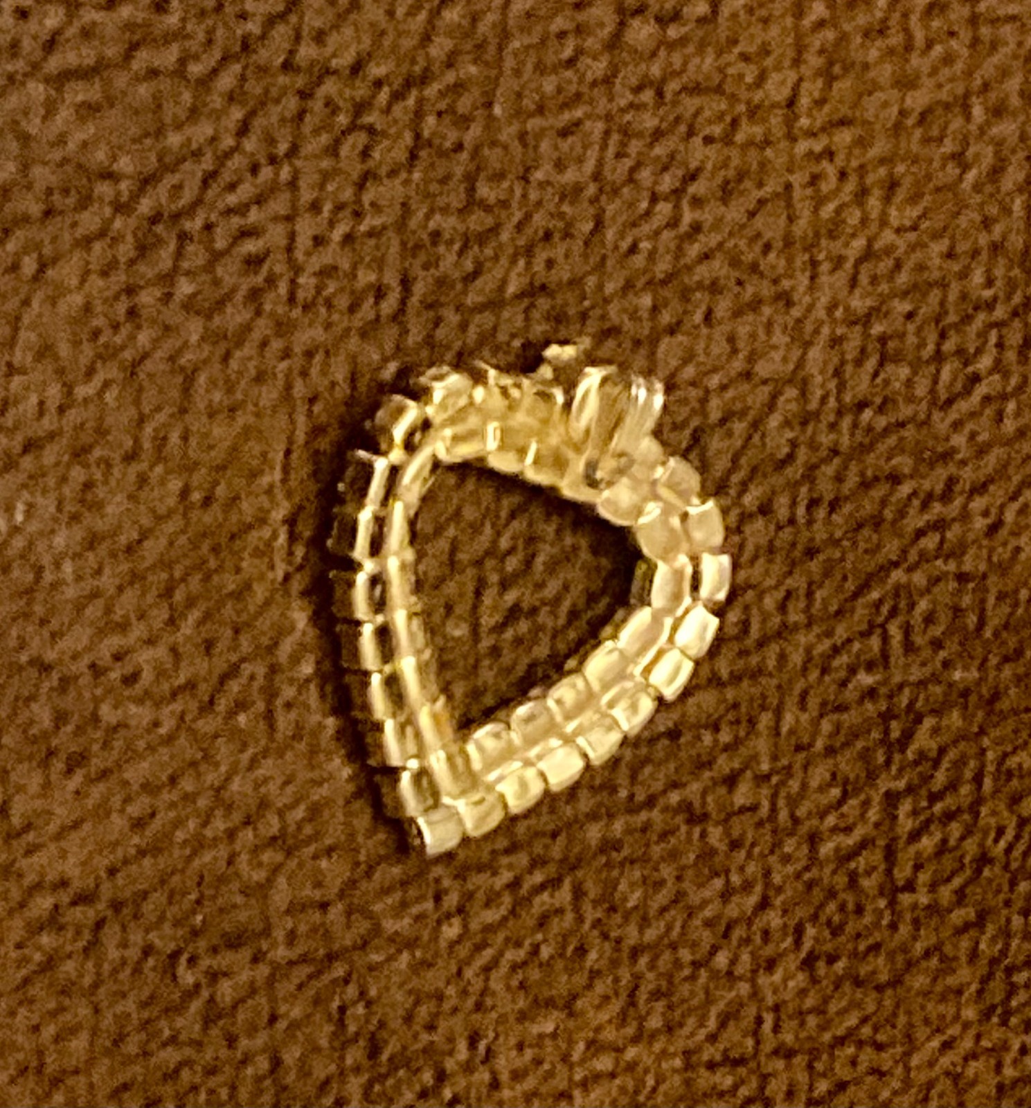 Vintage Diamante Heart Pendant Gold Tone Crystal Rhinestone