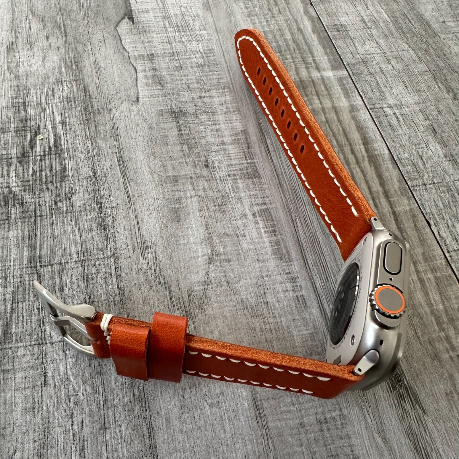 For NEW Apple Watch Ultra 1 2 49mm Dark Orange Leather watch Band Strap