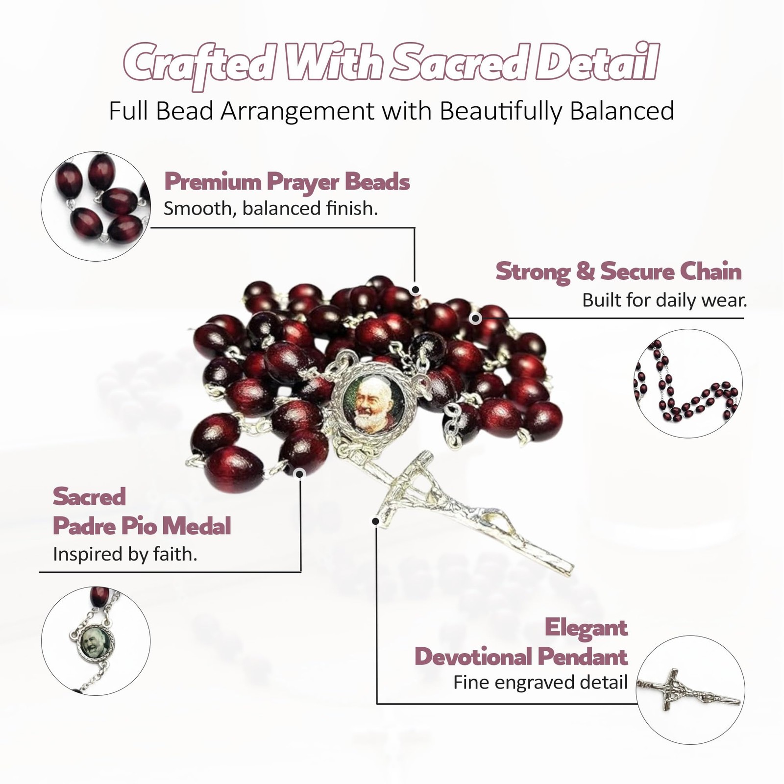 Authentic Saint Padre Pio 3rd Class Relic Italian Rosary Patron of Civil Defe…
