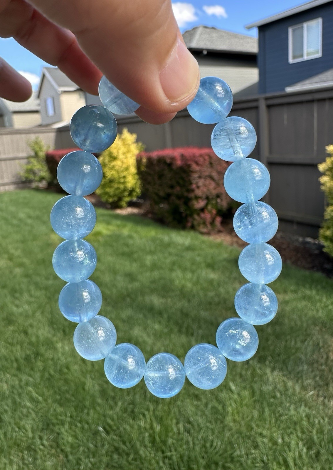 10.5-10.8mm High Quality Aquamarine Bracelet