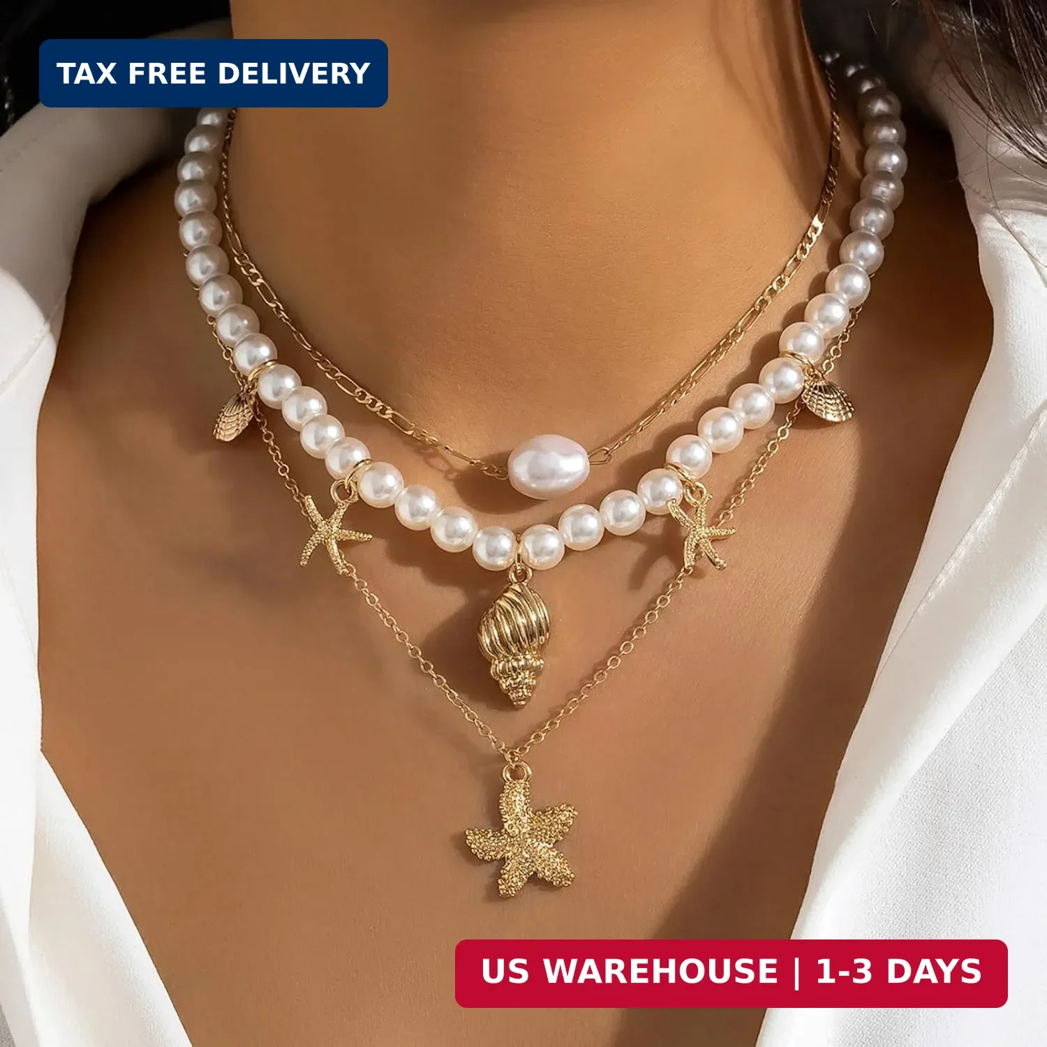 Shell Necklaces Women Layered Gold Boho Beaded Seashell