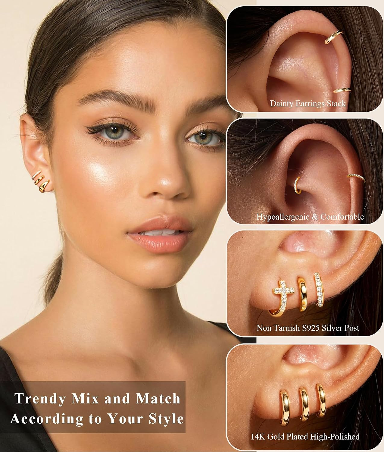 Jewelry for Her Gift 3 Pairs 925 Sterling Silver Earrings for Women Non Tarnish