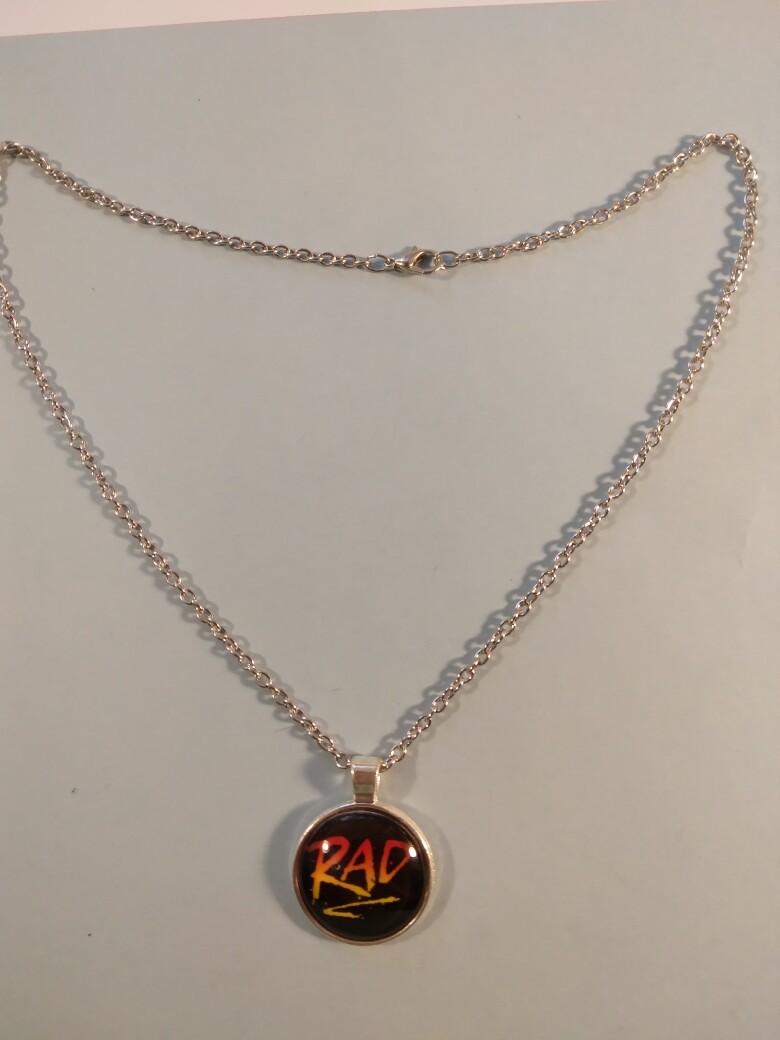 RAD in Red Orange Yellow pendant on 19 1/2 inch Silver Necklace 249049