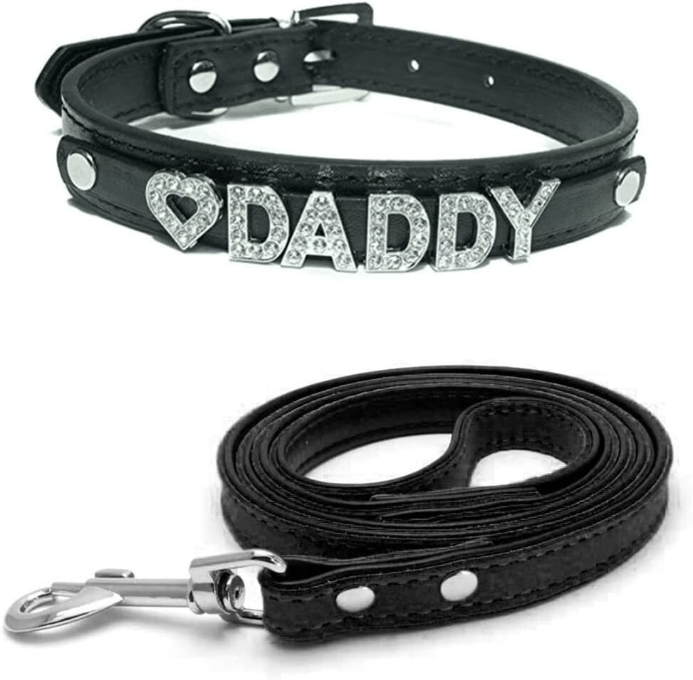 Love Daddy Choker Collar and Leash for Woman – DDLG Leather Collar BDSM