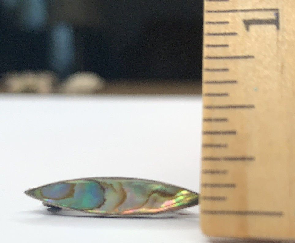 Antique VTG Men’s Sterling 925 Art Deco Marquise Abalone 1” Bar Lapel Tie Pin