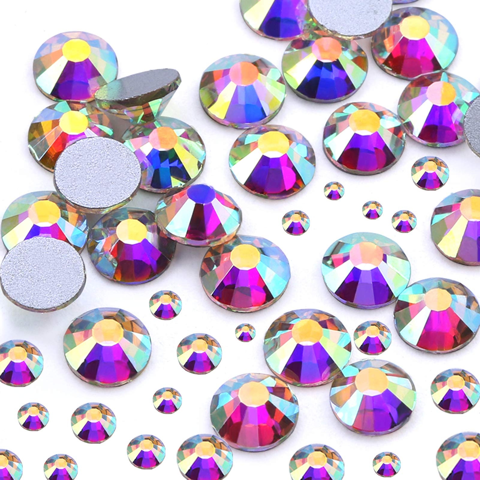 2650PCS Glue Fix Flat Back Crystal Rhinestones 6 Sizes 1.5mm 2mm 2.8mm 4mm 4….
