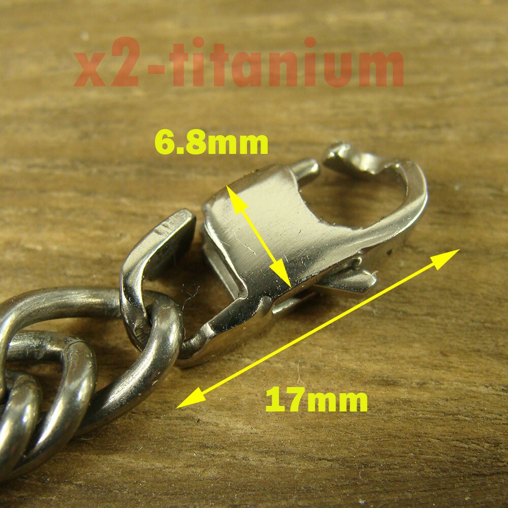 Titanium 6.8mm thick Double ring Curb link chain necklace anti-allergy XTi242