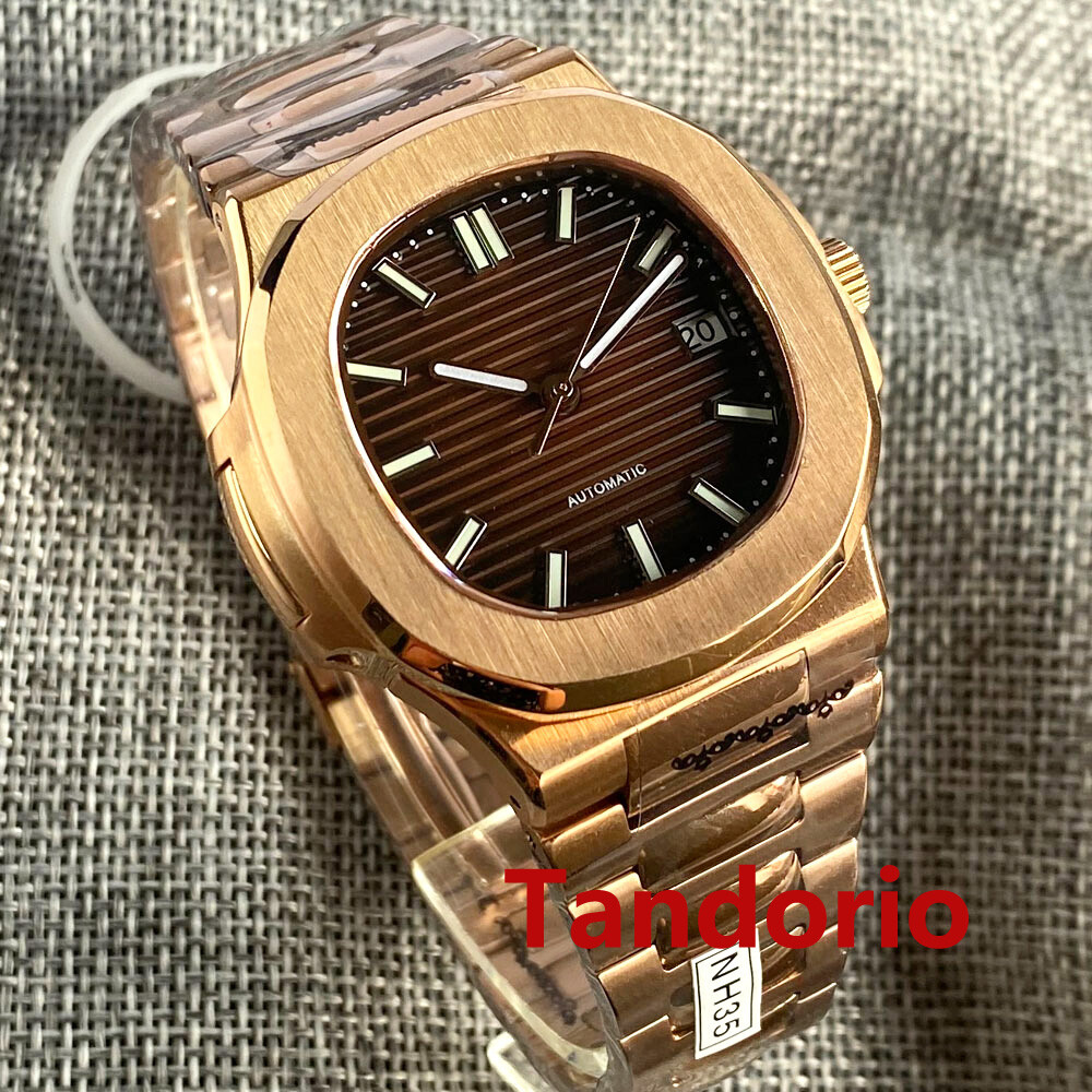 40mm Square Brown/Black Dial Rose Gold NH35 PT5000 Automatic Men’s Watch