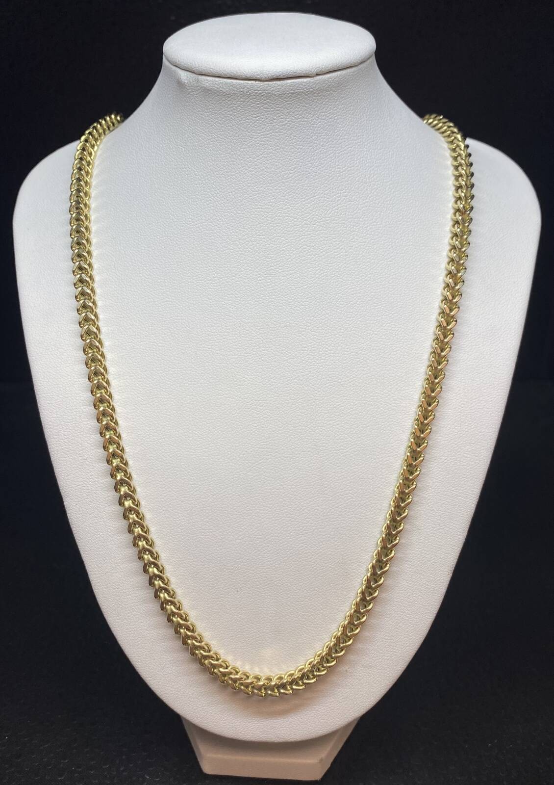 10K Franco Box Style Yellow Gold Necklace -L-27″, W-4.5mm-B6-4D