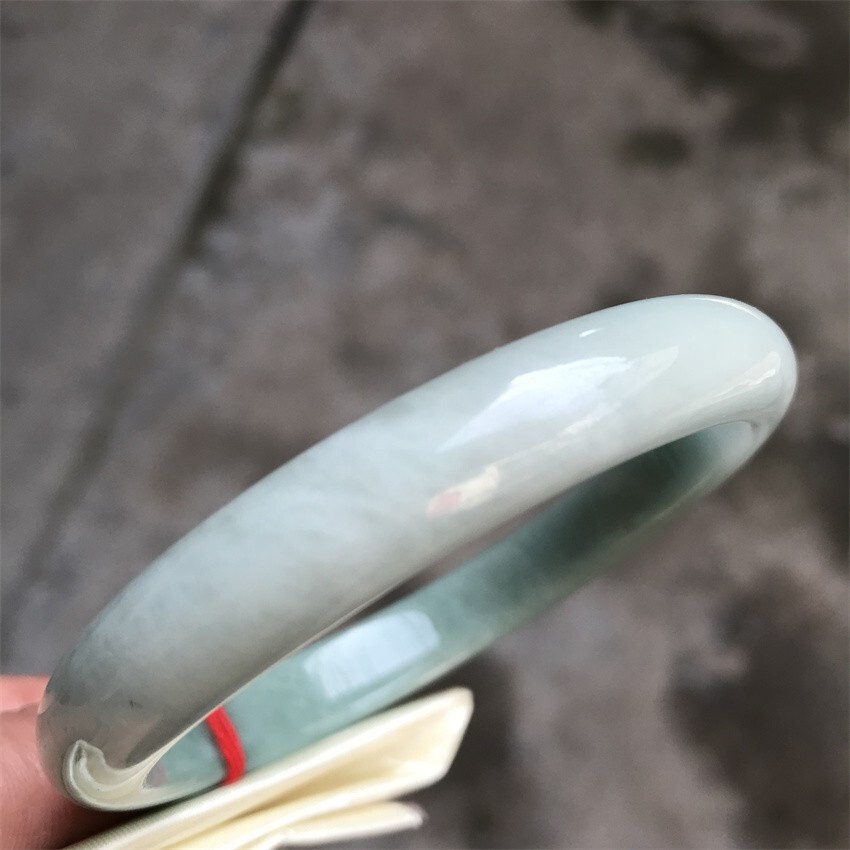 63.5mm Natural Ice Green Myanmar Jadeite Bracelet Emerald Jade Bracelet Bangle