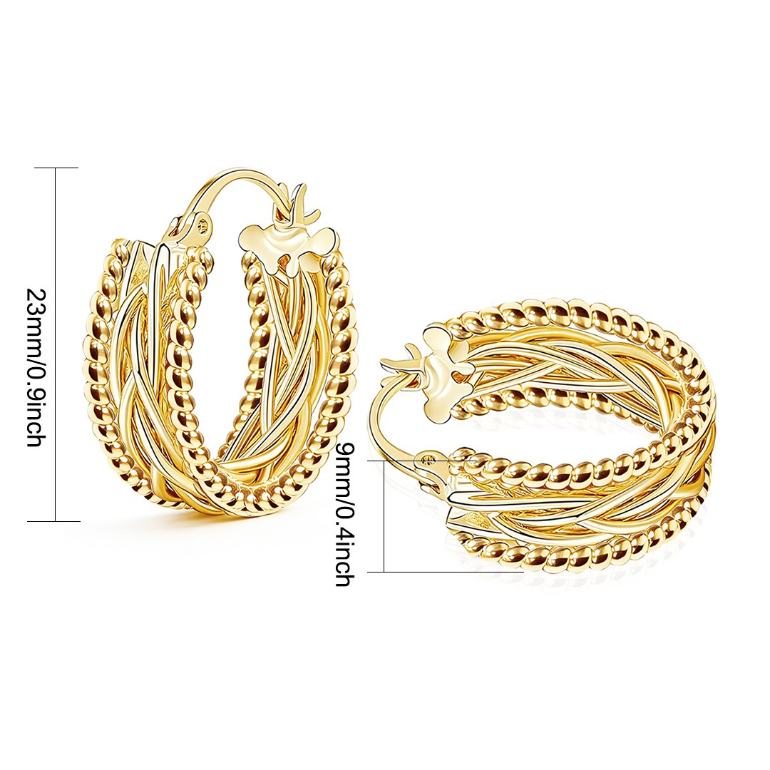 14K Gold Twisted Chunky Hoop Earrings 23mmx9mm Thick Unique Jewelry Women Gift