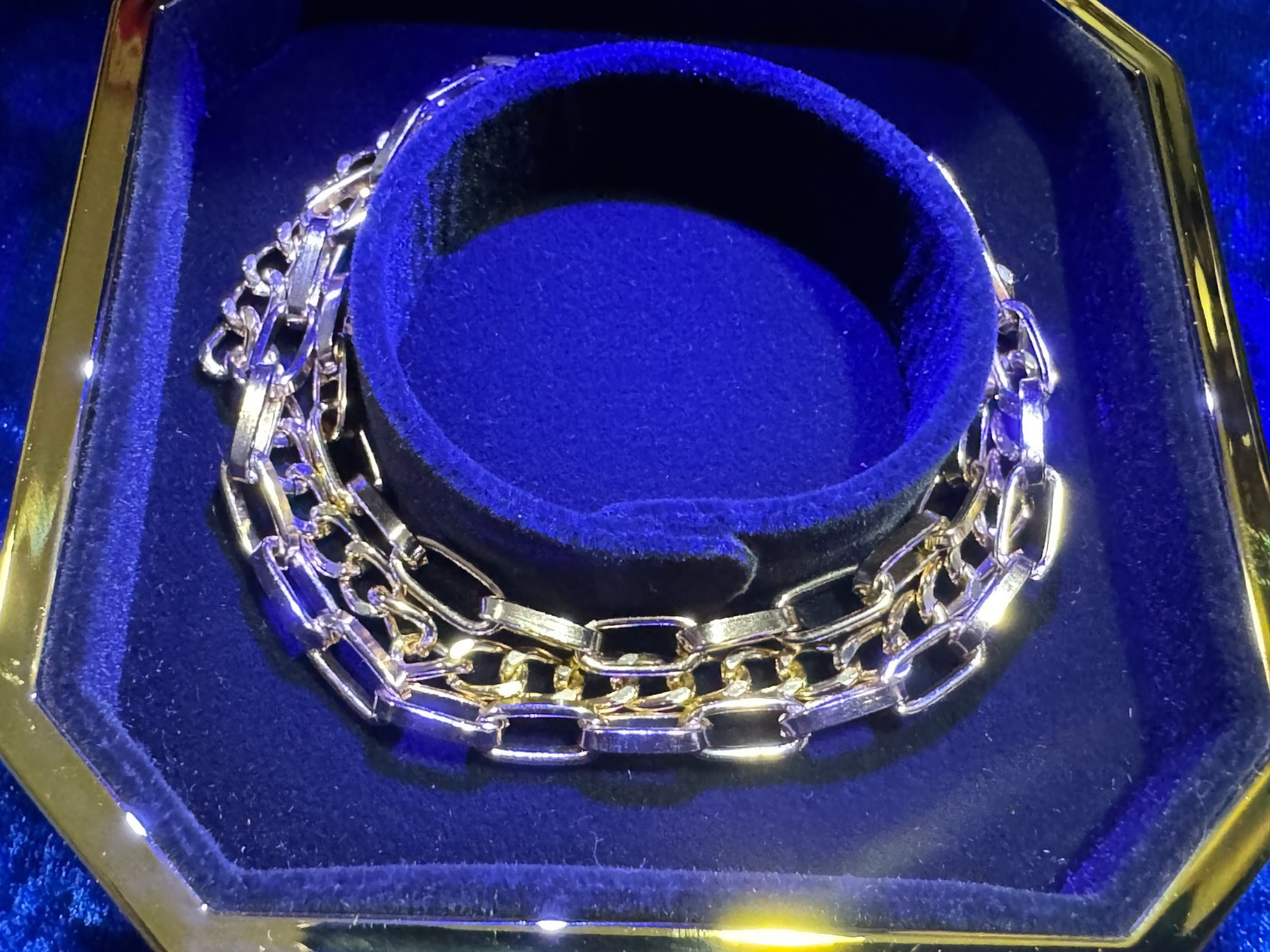 Cross Cable & Paperclip Chain Tennis Bracelet 8″ + 2″ Adj Gold Color Plated
