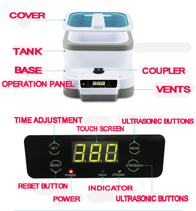 1.2L Cleaning Machine 220V Household Ultrasonic Cleaner Jewelry Watch Glass Tool