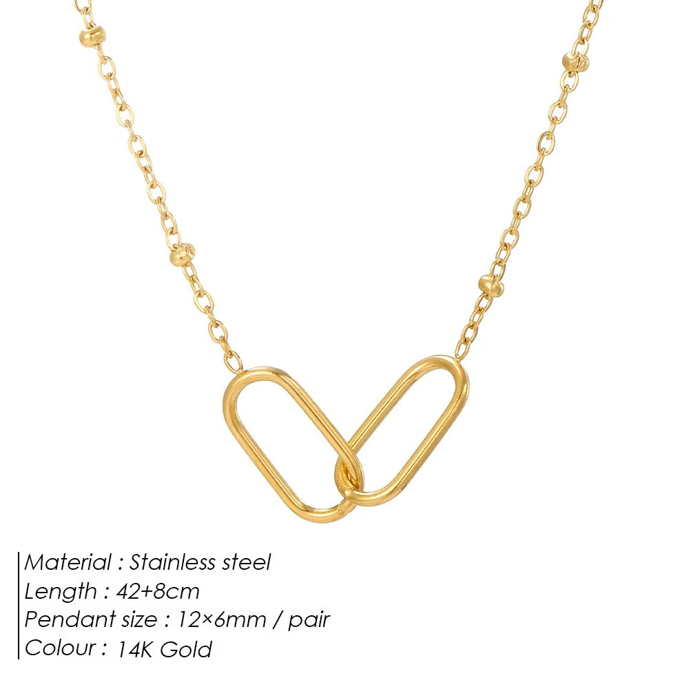Stainless Steel Infinity Paperclip Link Pendant Necklace Geometric Women Jewelry