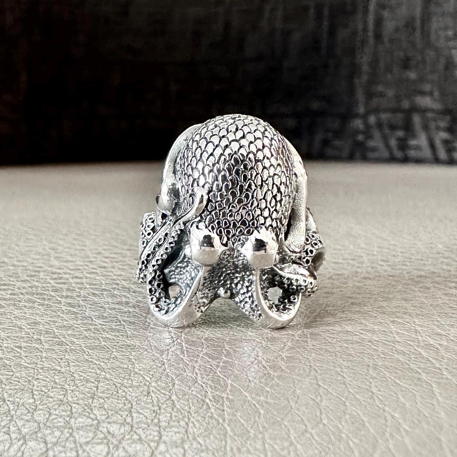Handcrafted 925 Sterling Silver Octopus Ring Heavy Kraken Sea Monster Ring Silve