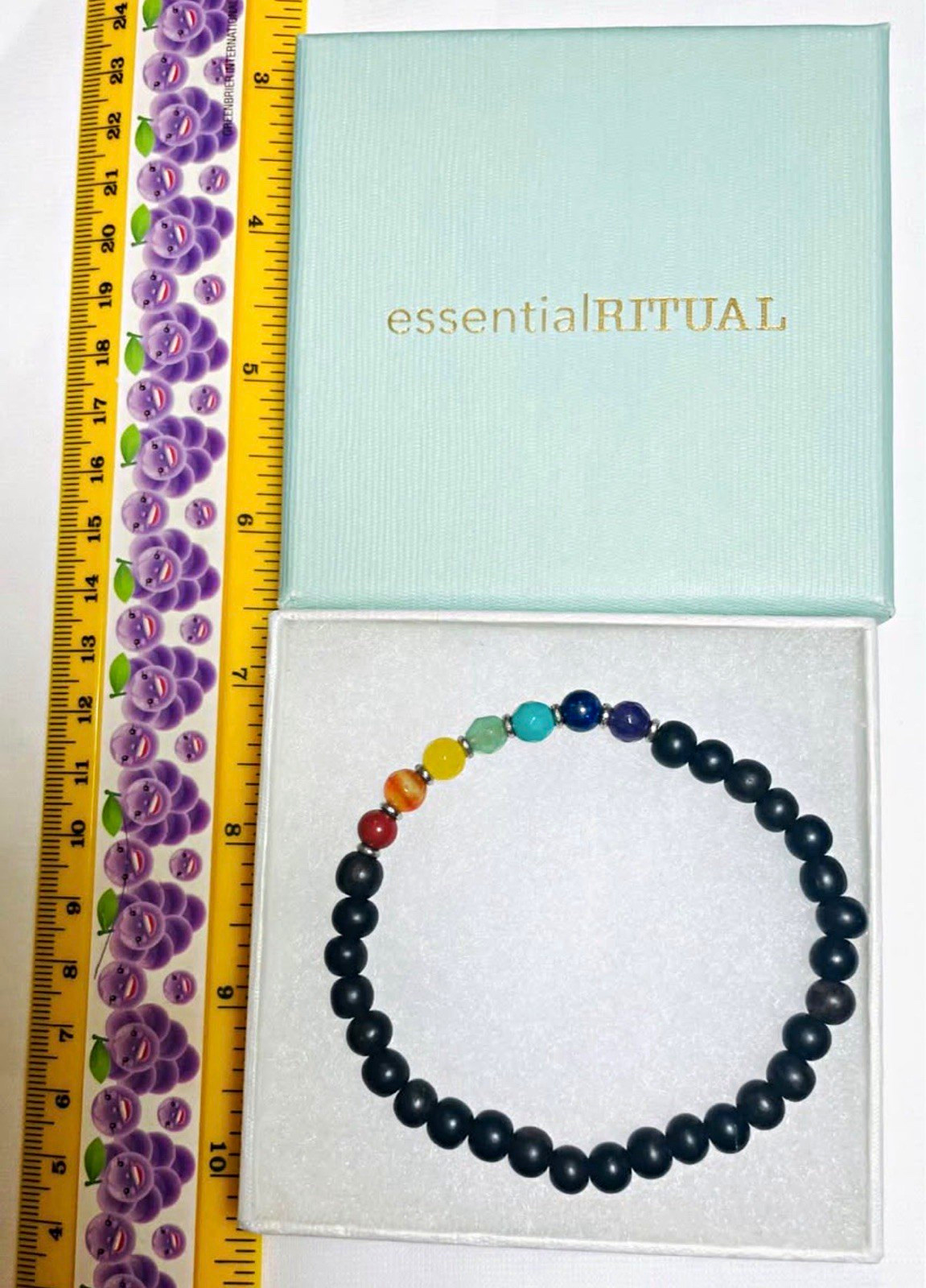 essentialRITUAL Beaded Stretch Bracelet Multicolor Stone Beads Chakra NWOT