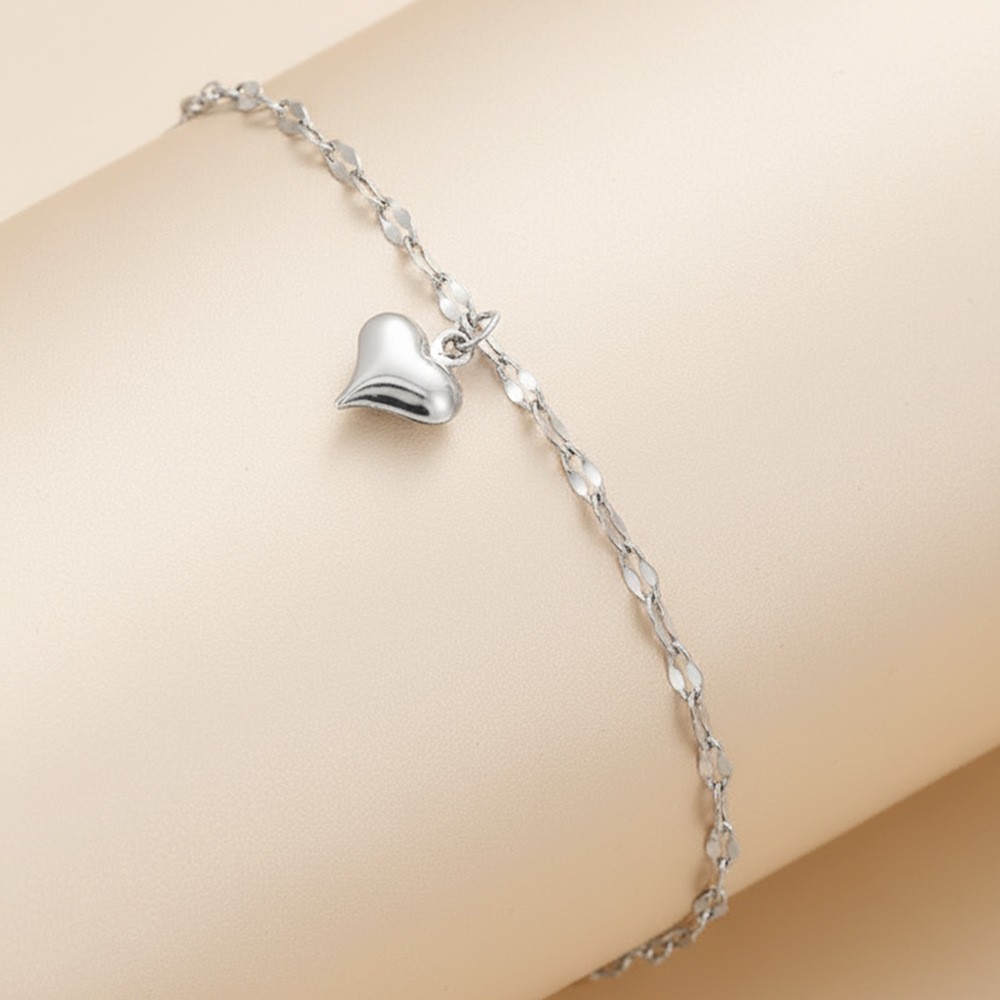 Women’s Fashion Heart Pendant Delicate Chain Anklet Simple Alloy Anklet