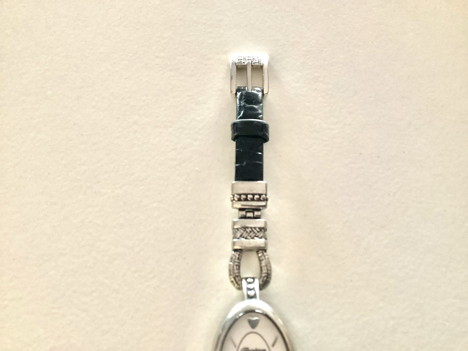 Brighton Bangkok Watch Black Leather Silver Needs Battery